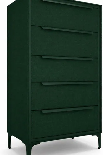 Vista 15 de Tinge Zana Cómoda de tela premium - Marco de metal resistente, 4 amplios cajones a prueba de hundimiento y estante superior de madera resistente