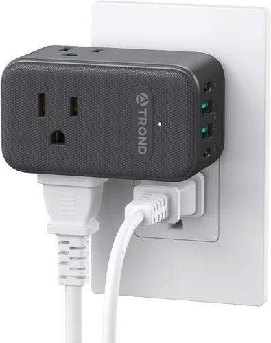 Vista 10 de TROND Adaptador de salida de 2 clavijas a 3 clavijas con enchufe giratorio de 360°, 3 divisores de alimentación de CA con 2 USB C PD20W, adaptador