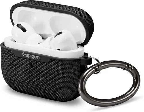 Vista 8 de Spigen Urban Fit - Funda para AirPods Pro (2019), funda de tela prémium con mosquetón, color negro