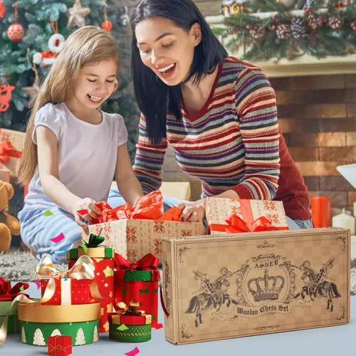 Vista 8 de ASNEY Juego de Ajedrez Magnético Mejorado, Juego de Mesa de Ajedrez de Madera Staunton de Torneo de 15" (38 cm), Piezas de Ajedrez Elaboradas