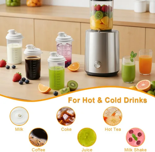 Vista 5 de 2 Pack Plastic Milk Bottle with Dispenser, 16.9 OZ Reusable Juice Bottle with Leakproof Lid & Scale, Milk Container for Refrigerator Pour Spout for