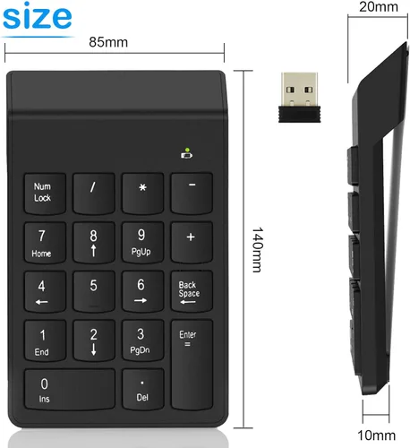 Vista 2 de NOOX Teclado numérico inalámbrico, teclado numérico Numpad, teclado USB de 10 teclas, esenciales de contabilidad de oficina, accesorios