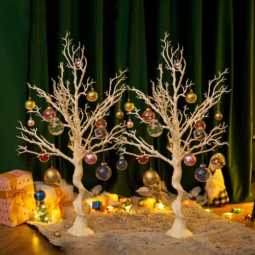 Vista 9 de Sziqiqi Árbol artificial blanco para centro de mesa de árbol para bodas, Navidad, fiesta de cumpleaños, hogar, decoración interior y exterior, 23