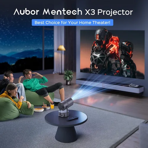 Vista 6 de [Batería integrada] Mini proyector con Wifi y Bluetooth, 4K 1080P compatible, giratorio 270°, pantalla de 150'', corrección automática Keystone