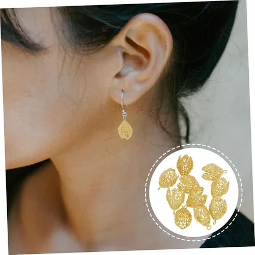 Vista 9 de EXCEART Dijes de flores colgantes de bricolaje 10 piezas de base colgante hueca chapada en 24 quilates para accesorios de fabricación de joyas