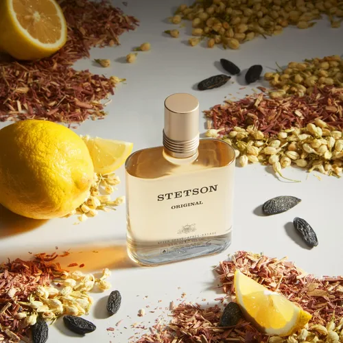 Vista 7 de Stetson Original Aftershave Splash para hombre - Aroma terroso y amaderado con notas de fragancia de cítricos, pachulí y haba tonka, 3.5 onzas