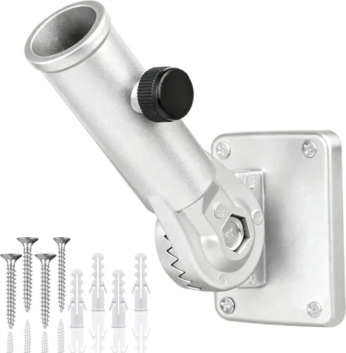 Vista 12 de HOOPLE Soporte para asta de bandera para casa exterior, soporte de poste de bandera ajustable, soporte de bandera de metal para exterior, soporte