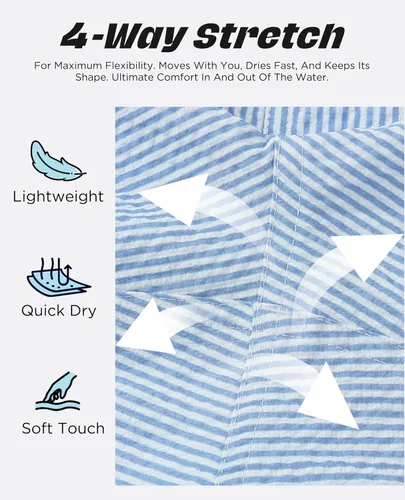 Vista 5 de Men's Swim Shorts Seersucker Swimming Trunks for Men Beach Shorts Quick Dry Bathing Suit 5"/7"/9" with Pockets