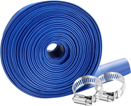 YASHINE Manguera de PVC de 1-1/2"*50 pies, manguera de retrolavado para piscina, PVC azul reforzado de servicio pesado tipo Lay Flat para agua, para