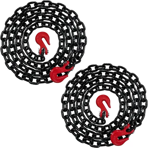Vista 13 de Cadena de transporte de grado 80 de 3/8 pulgadas x 10 pies – 7,100 libras WLL – gancho de agarre de horquilla, amarre, remolque