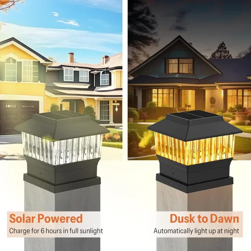 Vista 4 de Luces solares modernas para tapa de poste #2 (se adapta al poste de 4 x 4, nominal 5 x 5), 50 lúmenes con tres opciones de temperatura de color, luz