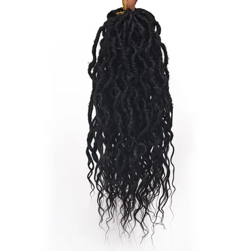 Vista 8 de 8 paquetes de rastas de cabello sintético de ganchillo de 18 pulgadas, rastas sintéticas boho con extremos rizados, cabello de ganchillo de rastas