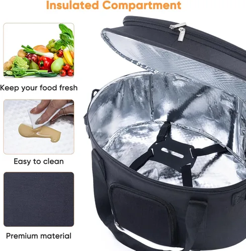 Vista 5 de Bolsa de transporte de doble capa para ollas de cocción lenta de 6-8 cuartos de galón CrockPot y Hamilton Beach Slowcooker, bolsa de viaje