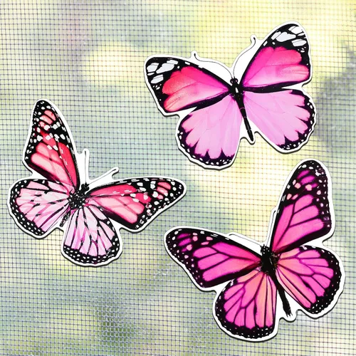 Vista 11 de 6 imanes de mariposa para puerta, imanes flexibles de doble cara, protectores decorativos para puertas corredizas que evitan que personas y mascotas