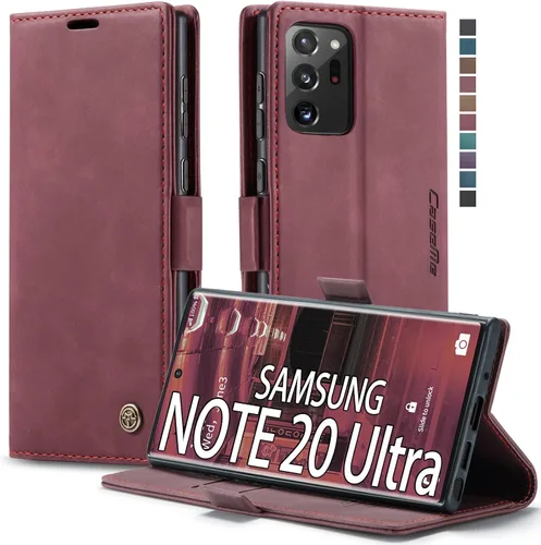Vista 17 de Funda tipo cartera para Samsung Galaxy Note 20 Ultra, piel sintética, cierre magnético, con ranuras para tarjetas, bolsillos para efectivo