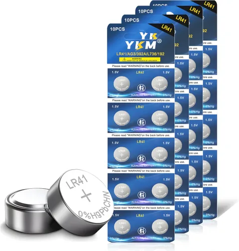 Vista 10 de YKM Paquete de 10 pilas de botón LR41 AG3 L736f L736c L736 392 192 1.5V pilas alcalinas para termómetro reloj batería