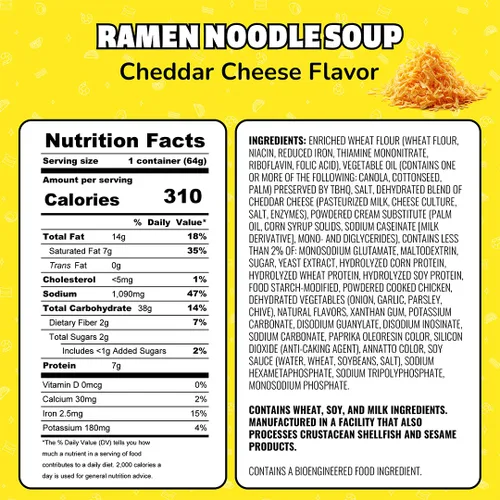 Vista 2 de Maruchan Fideos Ramen Instant Lunch con sabor a queso cheddar, sopa de fideos instantáneos estilo japonés, comida rápida y fácil, taza de 2.25