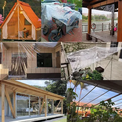 Vista 7 de Lona impermeable transparente de 3.3 x 8.2 pies, cubierta de lona de vinilo de PVC transparente resistente con ojales, impermeable antidesgarros