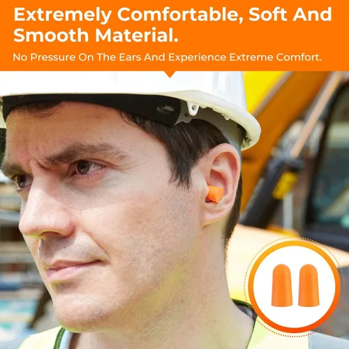 Vista 6 de 200 pares de tapones para los oídos de espuma, tapones desechables de reducción de ruido de 32 dB, tapones para los oídos de protección auditiva a