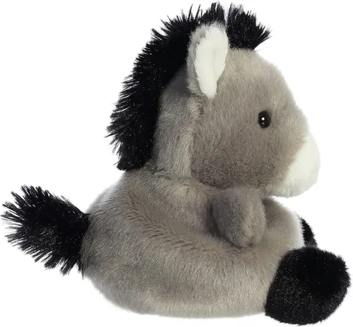 Vista 4 de Aurora® Adorable Palm Pals™ Eli Donkey™ Animal de peluche, diversión de bolsillo, juego sobre la marcha, gris, 5 pulgadas