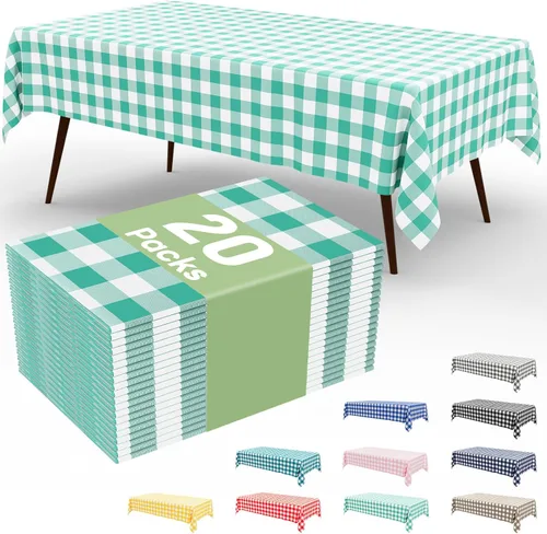 Vista 12 de misaya Paquete de 4 manteles desechables de búfalo, mantel de plástico impermeable de 54 x 72 pulgadas, manteles rectangulares a cuadros caqui