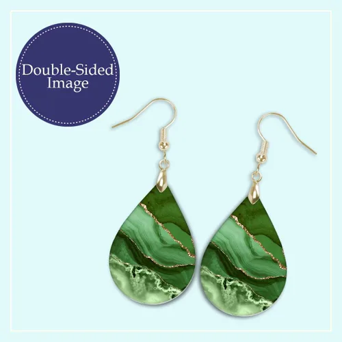 Vista 5 de Green Earrings for Women with Gold Strands Teardrop Dangle Spring Dangling Wood Statement Jewelry MDF Kelly Lime Handmade by The Painted Pug (Large)