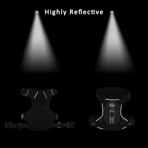 Vista 6 de Petmolico Juego de arnés para perro sin tirones con accesorio de correa, asa de fácil control, chaleco reflectante para razas pequeñas, chaleco