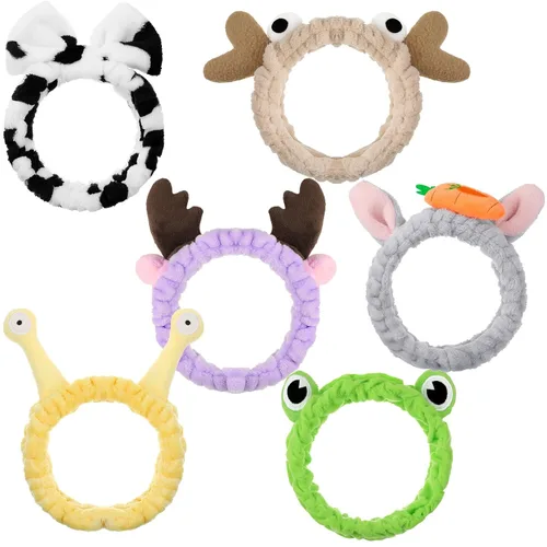 Jutom 6 diademas de animales a granel lindas diademas para el cuidado de la piel de las orejas para mujeres, encantadora banda para el cabello para