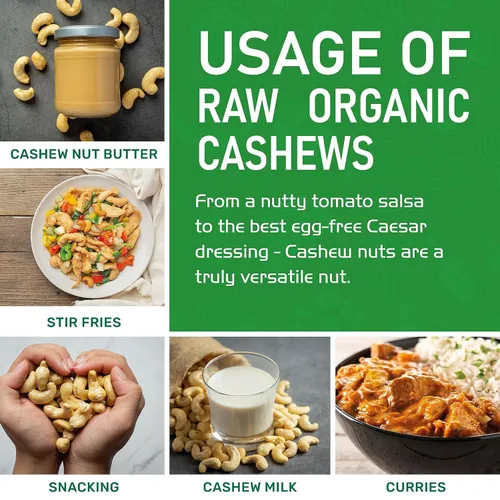 Vista 8 de Anacardos Jiva Organics sin procesar, orgánicos, en una bolsa de 2 libras (en total)