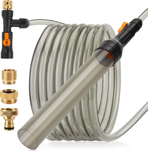 hygger Kit cambiador de agua para acuario, limpiador semiautomático de grava para peces, con manguera de agua de 25 pies, válvula de control de flujo