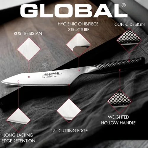 Vista 5 de Global Cuchillo de filete Flexbile de 11 pulgadas, acero inoxidable japonés ligero, borde afilado, fabricado en Japón, G-19
