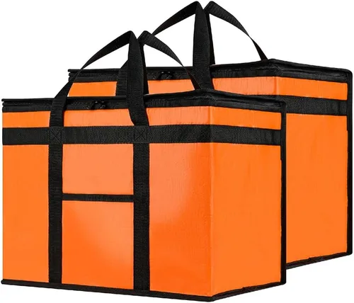 Vista 25 de NZ home Bolsa térmica XXL aislada y calentador de alimentos para entrega y compras de comestibles con parte superior con cremallera, color negro
