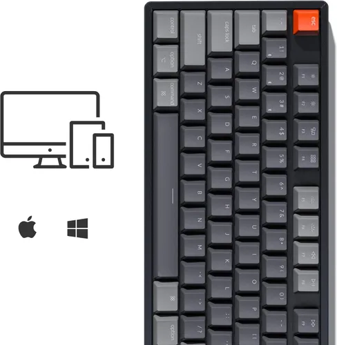 Vista 5 de Keychron K8 Tenkeyless Teclado mecánico inalámbrico para Mac, Bluetooth RGB retroiluminación multitarea tipo C con cable TKL Gaming Keyboard