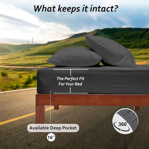 Vista 58 de Juego de sábanas para autocaravana tamaño individual (39 x 75) – 100% algodón egipcio, suave y refrescante, sábana bajera de 16 pulgadas