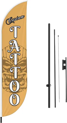 Vista 69 de DreamController - Bandera de plumas de alteraciones (11.5 pies x 2.5 pies) por DreamController para negocios al aire libre con poste adicional