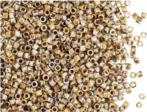 0.35 oz Delica Seed Beads 10/0, Picasso amarillo opaco, cuentas japonesas Miyuki
