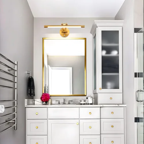 Vista 8 de MantoLite Lámpara LED para tocador de baño, regulable, 8 W, 16 pulgadas, lámparas de pared doradas, lámparas de pared para interiores, aplique