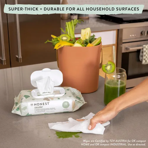 Vista 2 de The Honest Company Clean Conscious Toallitas multiusos Hipoalergénicas + sin fragancia para piel sensible Más del 99% de agua, compostables, a