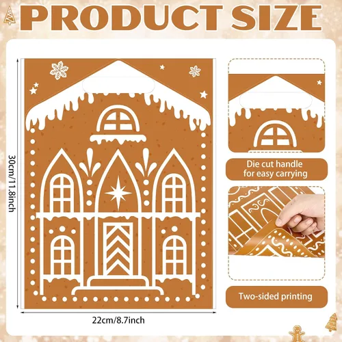 Vista 3 de Sinmoe 200 bolsas de plástico de Navidad a granel, bolsa de regalo de mercancía de Navidad con asa de 9 x 12 pulgadas, reutilizable, bolsa de regalo