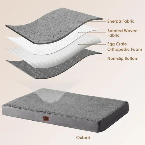 Vista 4 de EHEYCIGA Camas ortopédicas XXL para perros jumbo con funda extraíble lavable para jaula, gris, 47 x 29 pulgadas