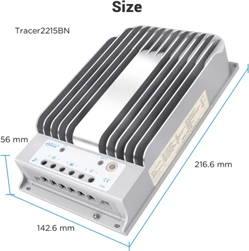 Vista 6 de EPEVER MPPT Controlador de carga solar - Controlador de carga de panel solar automático de 20 A 12 V/24 V con Max.PV 150V, medidor remoto, sensor