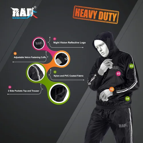 Vista 3 de RAD Traje de sauna para hombres y mujeres para pérdida de peso - Trajes de sudor para ejercicio con capucha - Traje quemador de grasa - Aumenta