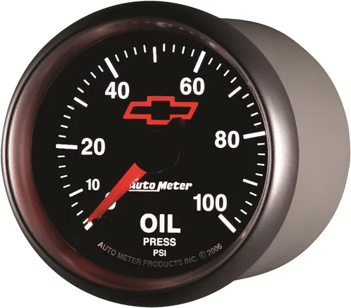 Vista 3 de Auto Meter 3621-00406 GM Performance Parts Red 2-1/16" indicador de presión de aceite mecánico 0-100 PSI
