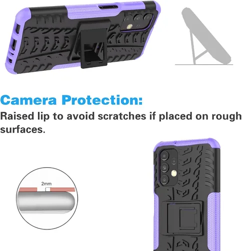 Vista 7 de Asuwish Funda de teléfono para Samsung Galaxy A13 4G con protector de pantalla de vidrio templado y soporte delgado, funda protectora híbrida