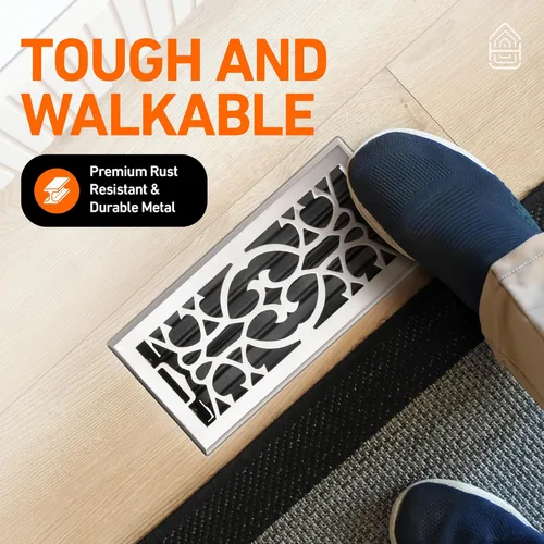 Vista 6 de Home Intuition Cubiertas de ventilación de piso victoriano de 2X12 pulgadas, registro de piso con cubierta de malla, trampa de calor y aire
