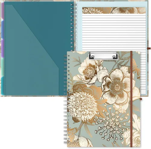 Vista 19 de Hongri Clipboard Folio with Refillable Lined Notepad, 8.5 x 11 Folders with Storage 10 Pockets, Spiral Portfolio, Size 12.8x 9.7 in, Office & School