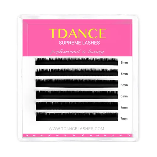 Vista 16 de TDANCE Extensiones de Pestañas de Cachemira Negro Súper Mate Extensiones de Pestañas de Volumen 0.03mm de Grosor Rizo B Extensiones de Pestañas