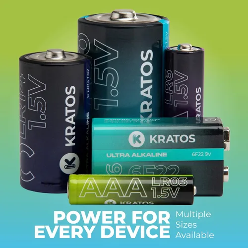 Vista 6 de Kratos Power Baterías de 9 V – Paquete de 4 pilas alcalinas – Batería multiusos de 9 voltios de larga duración – 10 años de vida útil – Batería de 9