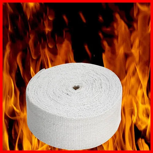 Vista 7 de Cinta de silicato de aluminio de fibra de cerámica - Retardante de llama, tropical, resistente a altas temperaturas, ignífuga, cinta de tela
