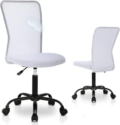 Vista 11 de Silla de oficina en casa, sin brazos, pequeña silla rodante, sillas de escritorio para computadora con ruedas, sin brazos, para oficina, ergonómica